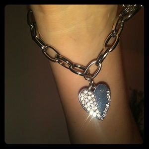 Gorg MK Silver & Diamond Heart Chain Link Bracelet